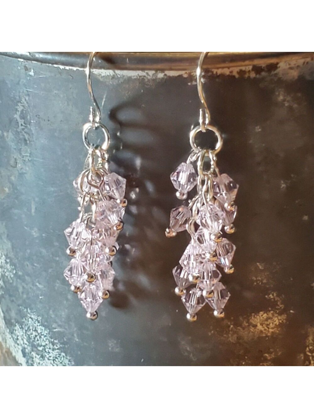 Handcrafted Art Deco Pink Translucent Crystal Baubles Cascade Earrings